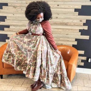 HANDMADE Camo Maxi Hi-Lo dress. 2pieces.